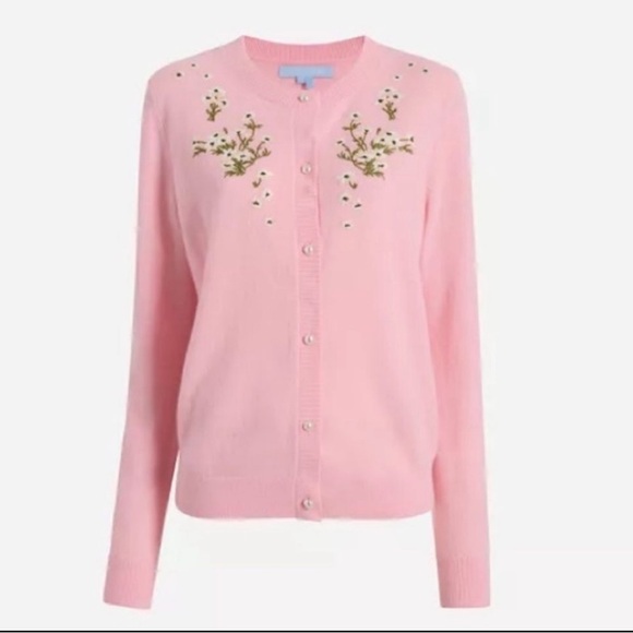 NWT Hill House Audrey Wool Floral Embroidery Cardigan & Top- Matching Set Sz M - Picture 8 of 16